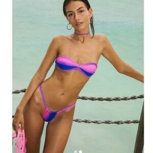 Indah lala top and harmony bottom in purple to pink ombré colorway.